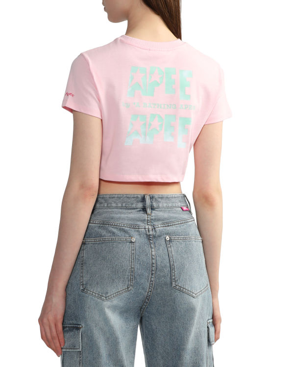 T Shirts Bape Logo printed crop Rose Femme | HMD-64391631