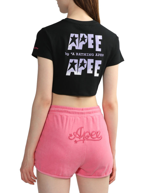 T Shirts Bape Logo printed crop Noir Femme | FSC-23344079