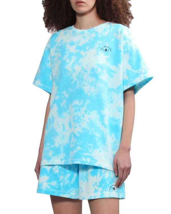 T Shirts Bape Logo-dye Bleu Femme | KSL-62799806