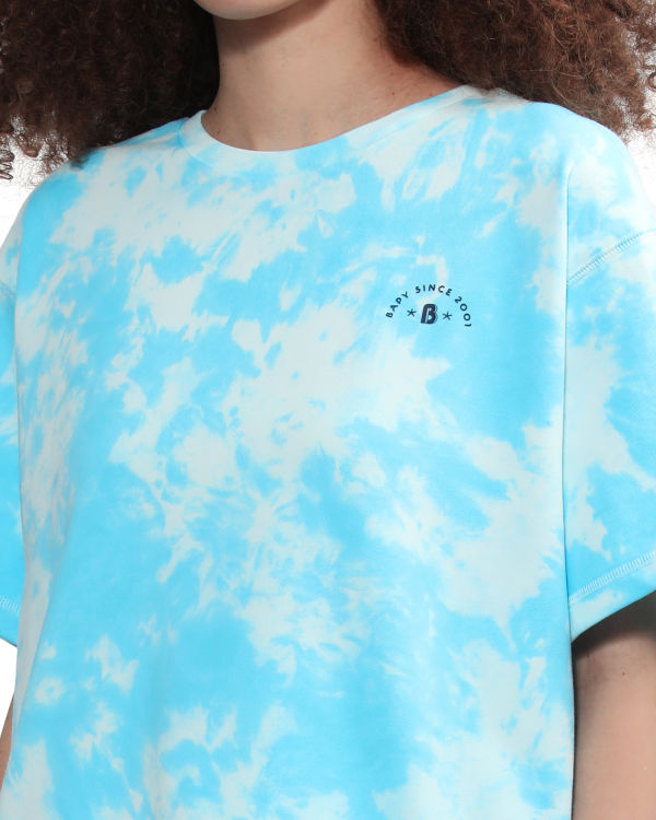 T Shirts Bape Logo-dye Bleu Femme | KSL-62799806