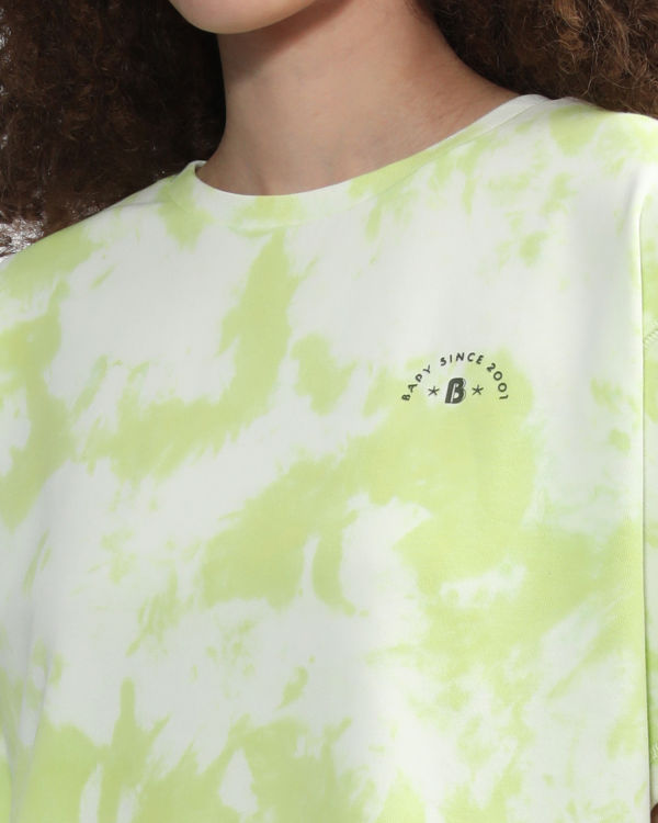 T Shirts Bape Logo-dye Vert Clair Femme | DCF-03717754