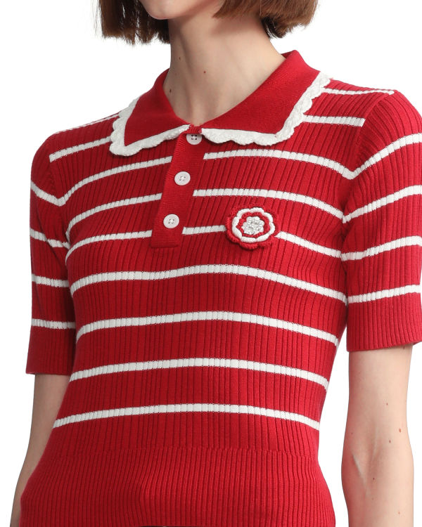 T Shirts Bape Stripe Rouge Clair Femme | CRG-22013411