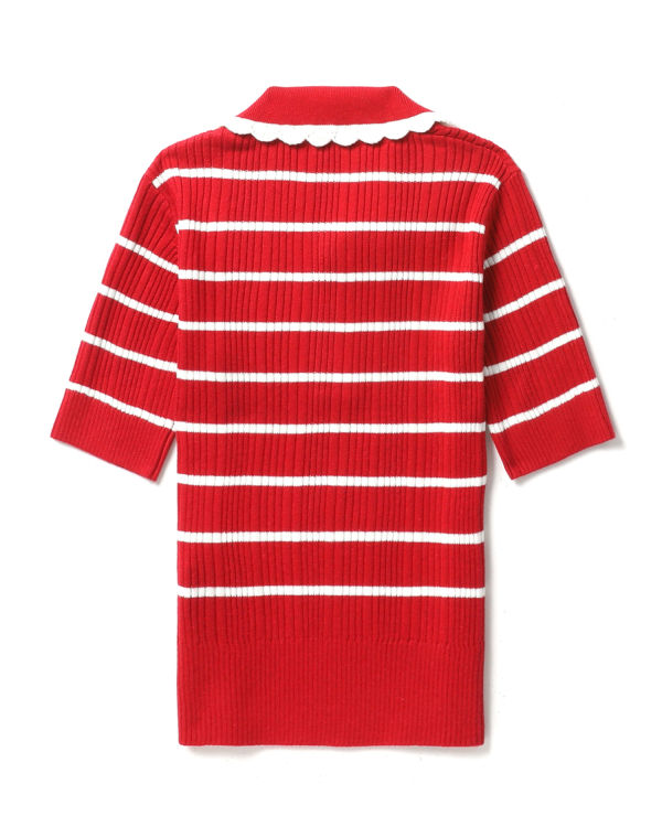 T Shirts Bape Stripe Rouge Clair Femme | CRG-22013411