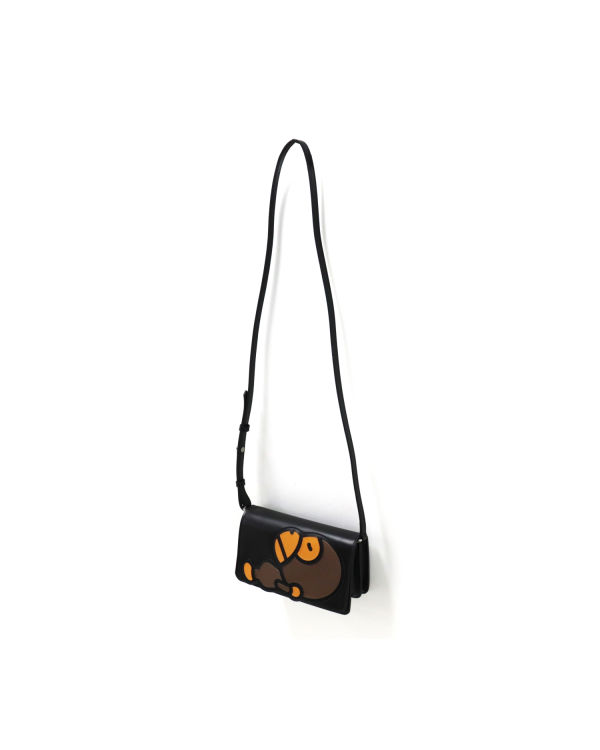 Sacs à Bandoulière Bape Milo Cuir Noir Femme | IOG-57328048