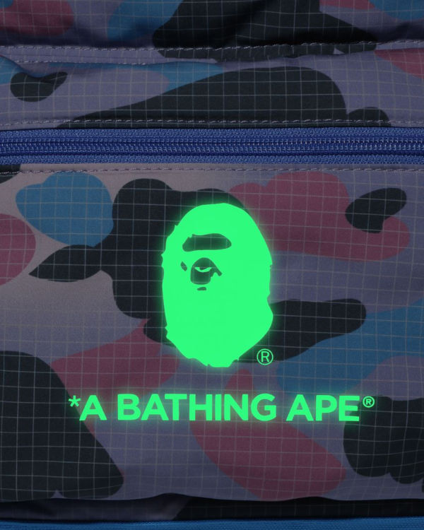 Sacs à Dos Bape Grid Camo Glow In The Dark Padding Violette Enfant | MBS-11758090