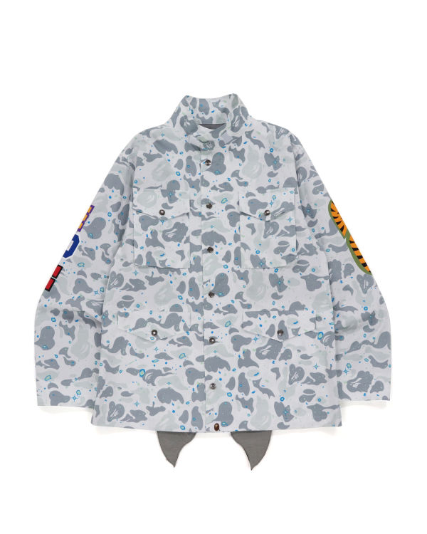 Vestes Bape Space Camo Shark M-65 Blanche Homme | DLI-00465966