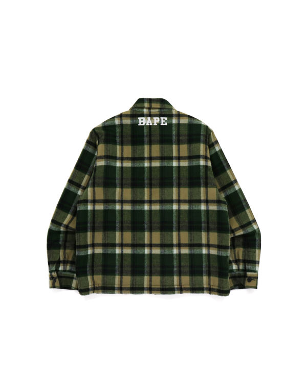 Vestes Bape Check Zip CPO Vert Homme | YIJ-72020625