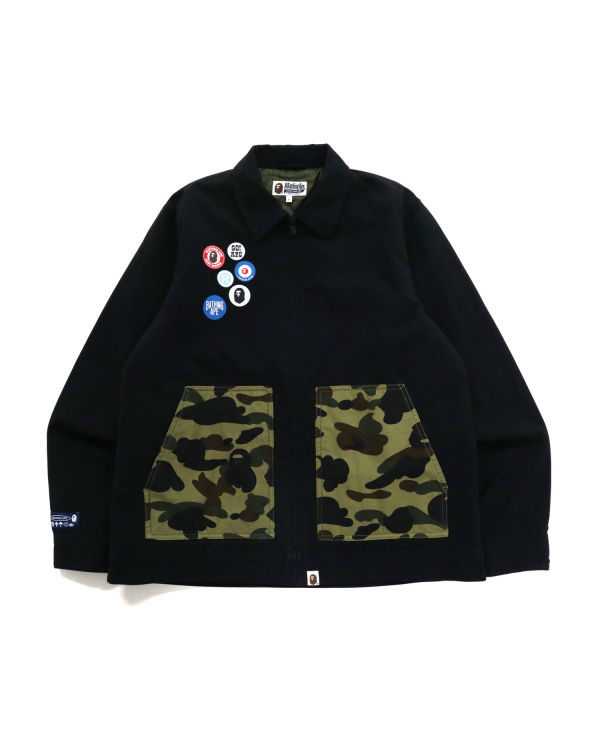 Vestes Bape Badge Motif Zip Blouson Noir Homme | RXO-99809648