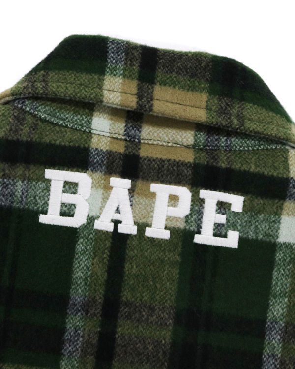 Vestes Bape Check Zip CPO Vert Homme | YIJ-72020625