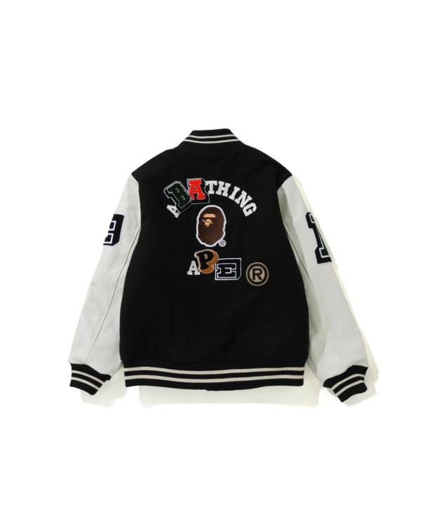 Vestes Bape Crazy Patch Varsity Noir Homme | IBL-17849603