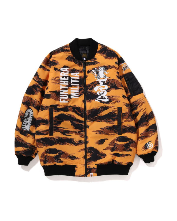 Manteaux Bape Tiger Camo Long MA-1 Orange Homme | OFU-15179298