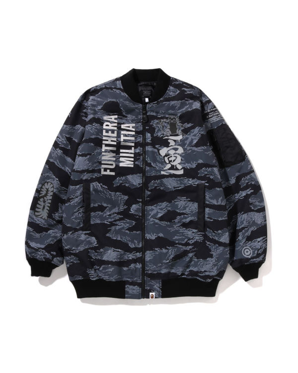 Manteaux Bape Tiger Camo Long MA-1 Noir Homme | COP-37615050