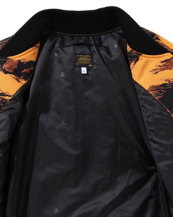 Manteaux Bape Tiger Camo Long MA-1 Orange Homme | OFU-15179298