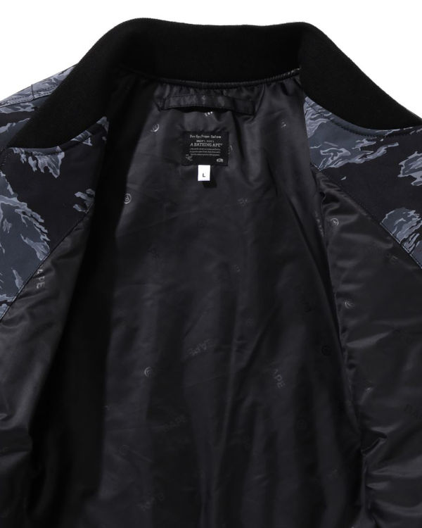 Manteaux Bape Tiger Camo Long MA-1 Noir Homme | COP-37615050