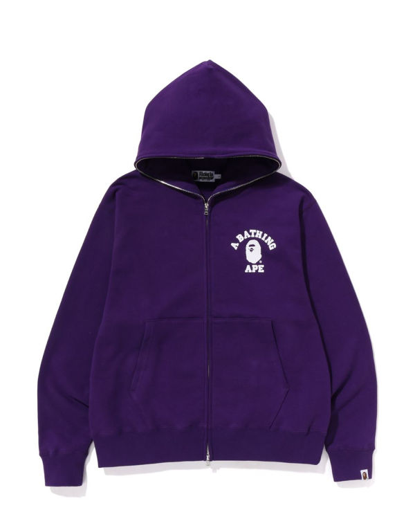 Sweat à Capuche Bape College Relaxed Fit Full Zip Violette Homme | LPT-81183509