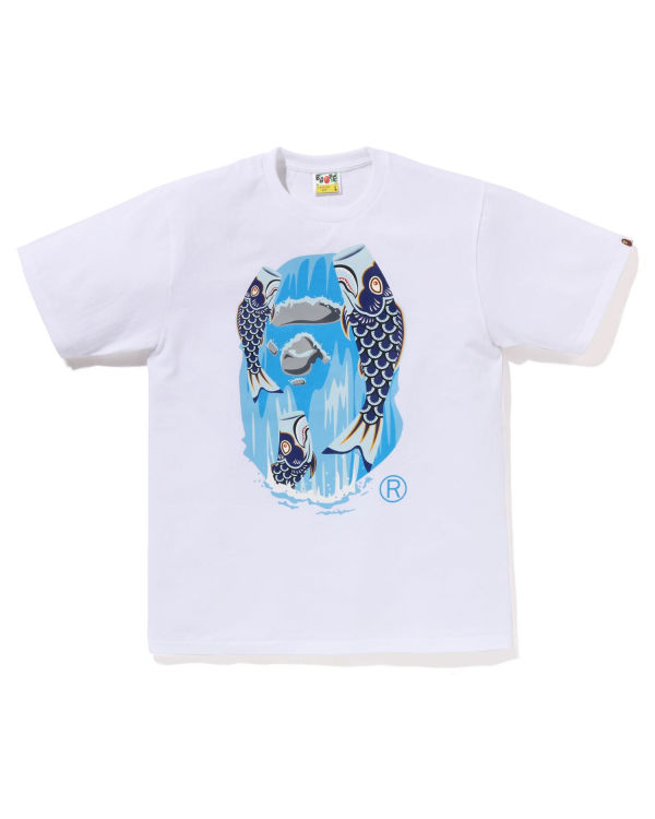 T Shirts Bape Koinobori Waterfall Ape Head Blanche Homme | JIZ-42518507