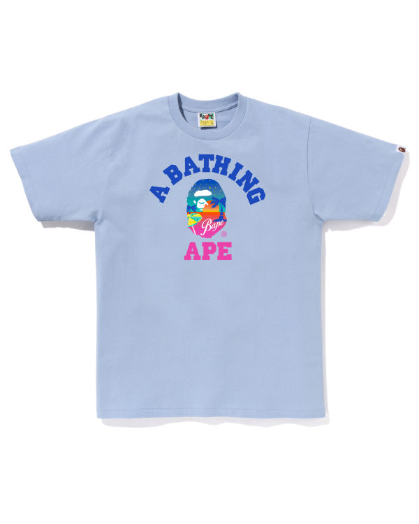 T Shirts Bape Sunset Beach Bleu Clair Homme | YWU-48147217