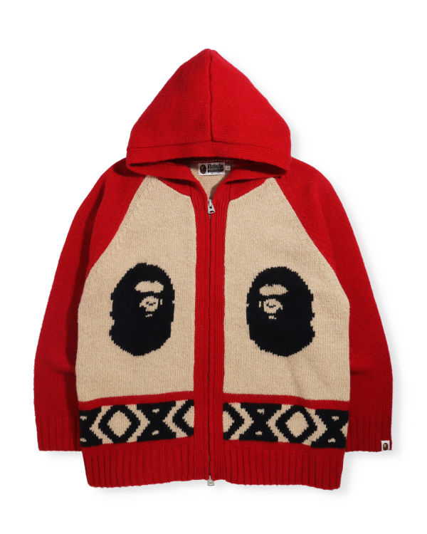 Knitwear Bape Ape Head Zip Rouge Clair Homme | NGX-20367549