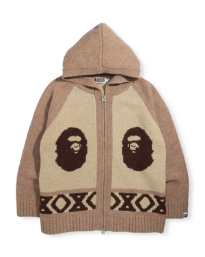 Knitwear Bape Ape Head Zip Marron Homme | OTO-20262340