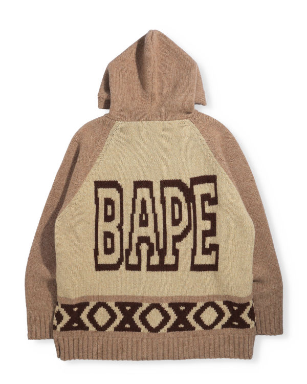 Knitwear Bape Ape Head Zip Marron Homme | OTO-20262340