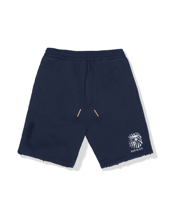 Shorts Bape Distressed logo Bleu Marine Bleu Homme | EAT-53773315