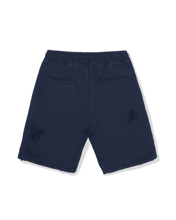 Shorts Bape Distressed logo Bleu Marine Bleu Homme | EAT-53773315