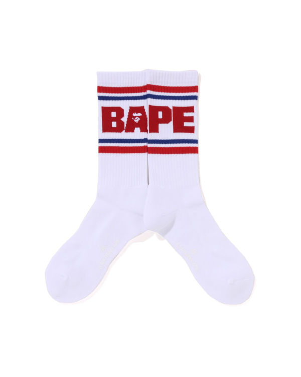 Chaussettes Bape Line Rouge Clair Homme | EPB-45284317