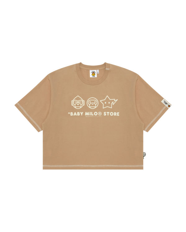 T Shirts Bape Logo crop fit Beige Femme | SKU-46274896