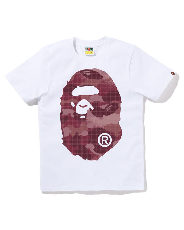 T Shirts Bape Grid Camo Big Ape Head Blanche Femme | LIX-37145950