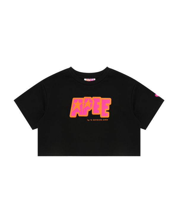 T Shirts Bape Double logo cropped Noir Femme | AOY-41212341