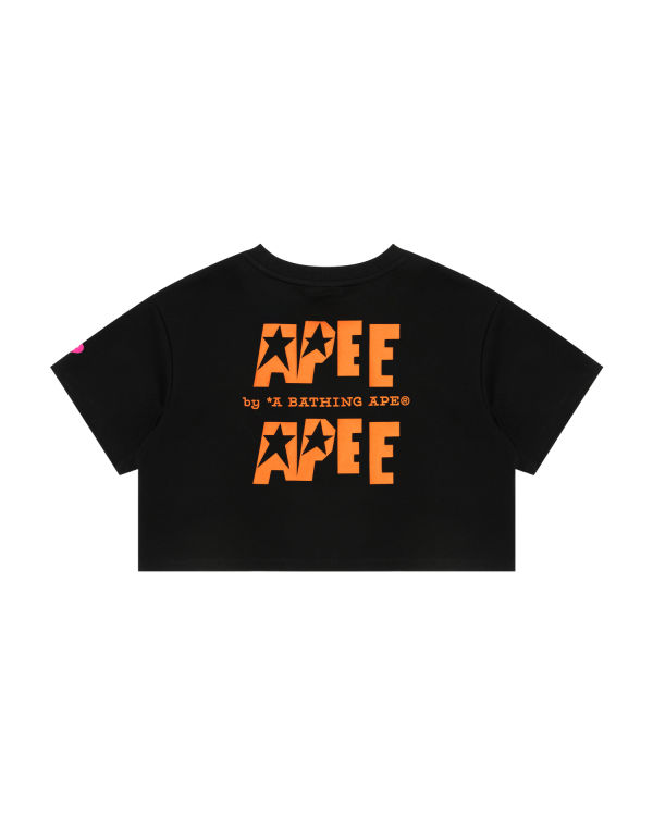 T Shirts Bape Double logo cropped Noir Femme | AOY-41212341