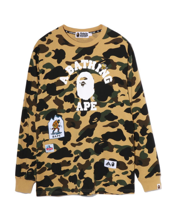 T Shirts Bape Multi Label 1st Camo L/S Jaune Femme | KBV-04101888