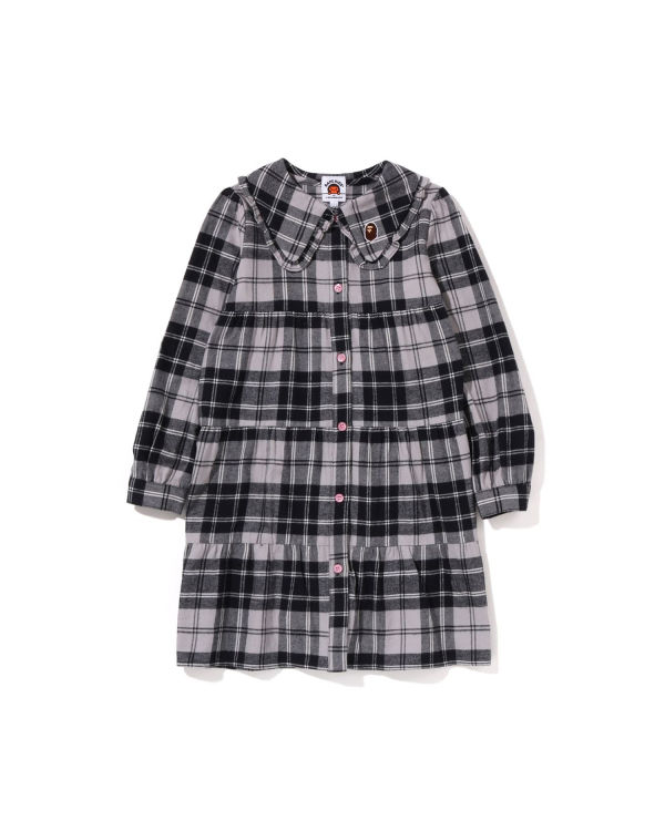 Peignoir Bape Check Big Collar Onepiece Grise Enfant | FMR-85583393