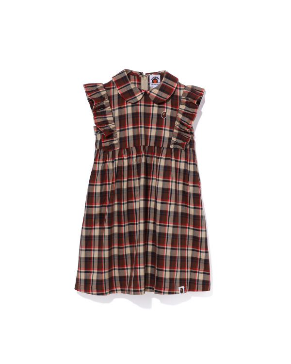 Peignoir Bape Mini Check Round Collar Onepiece Rouge Clair Enfant | HIL-67295597