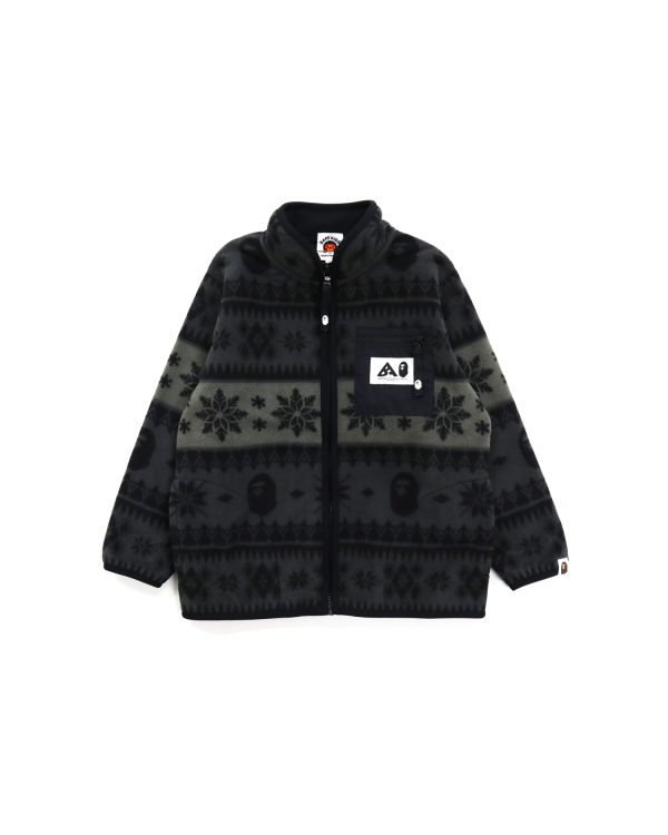 Vestes Bape Snow Pattern Stand Collar Noir Enfant | GZB-82826979