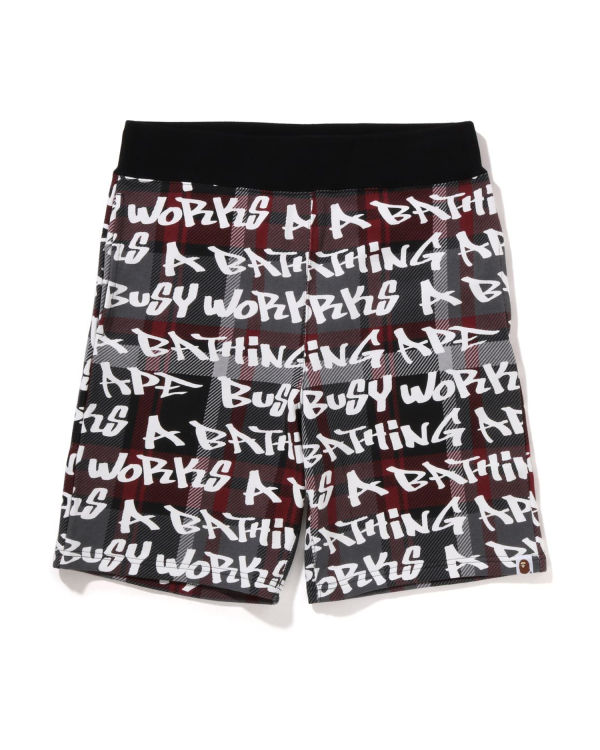 Shorts Bape Graffiti Check Noir Homme | YAB-97545446