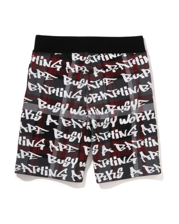 Shorts Bape Graffiti Check Noir Homme | YAB-97545446