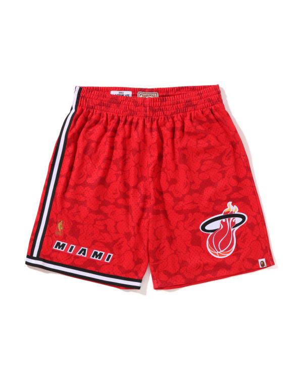 Shorts Bape X M&N Miami Heat Jersey Rouge Clair Homme | DUD-35849394