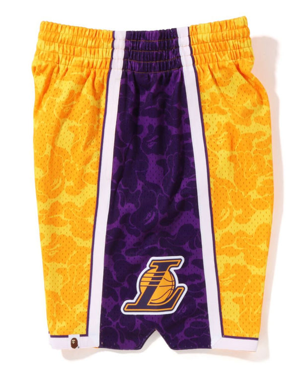 Shorts Bape X M&N Los Angeles Lakers Jersey Jaune Homme | DOX-64576022