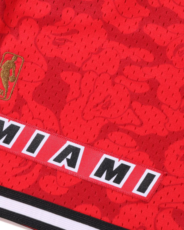 Shorts Bape X M&N Miami Heat Jersey Rouge Clair Homme | DUD-35849394