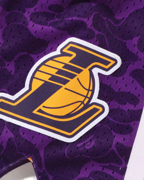 Shorts Bape X M&N Los Angeles Lakers Jersey Jaune Homme | DOX-64576022