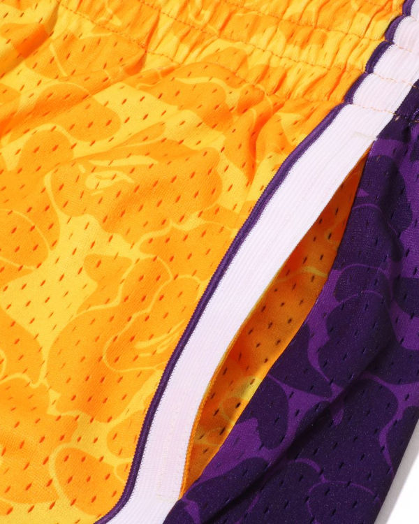 Shorts Bape X M&N Los Angeles Lakers Jersey Jaune Homme | DOX-64576022