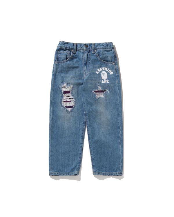 Jean Bape Color Camo Patched Damaged Bleu Enfant | JPI-43044122