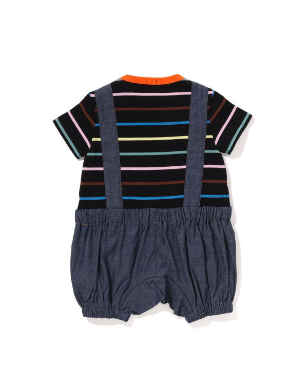 Body Bape Hoop Milo Suspenders Layered Rompers Noir Enfant | QFG-11009754