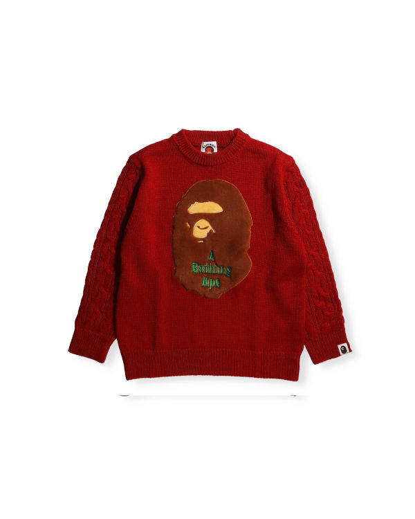 Knitwear Bape Ape Head Patch Rouge Clair Enfant | MGI-83206800