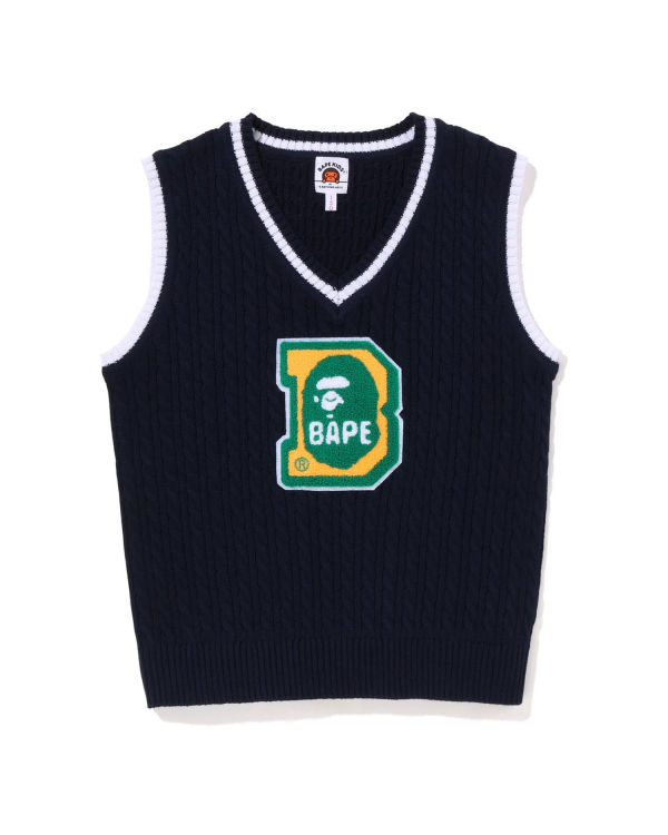 Knitwear Bape Ape Head B Patch Cable Jr Bleu Marine Bleu Enfant | QLZ-40155686