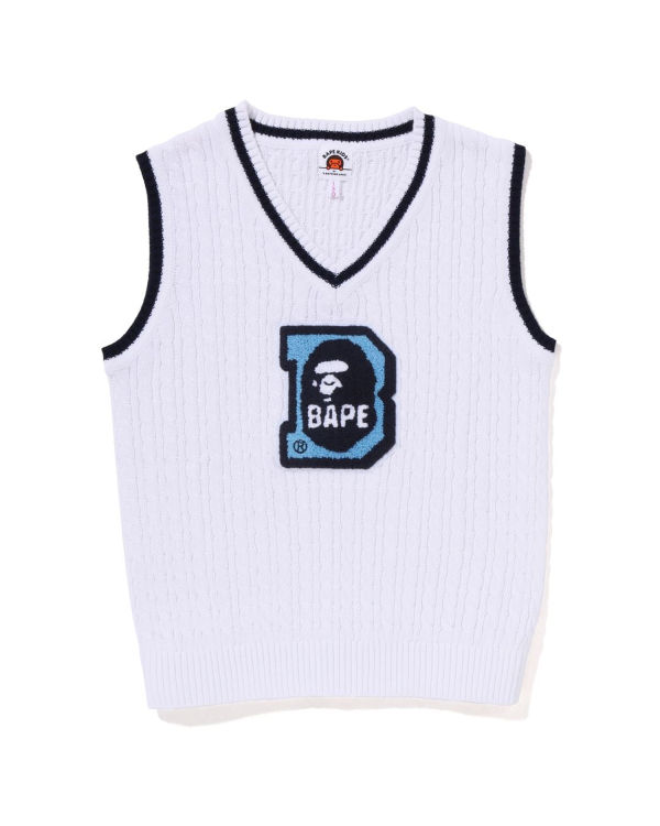 Knitwear Bape Ape Head B Patch Cable Jr Blanche Enfant | AGP-20737920