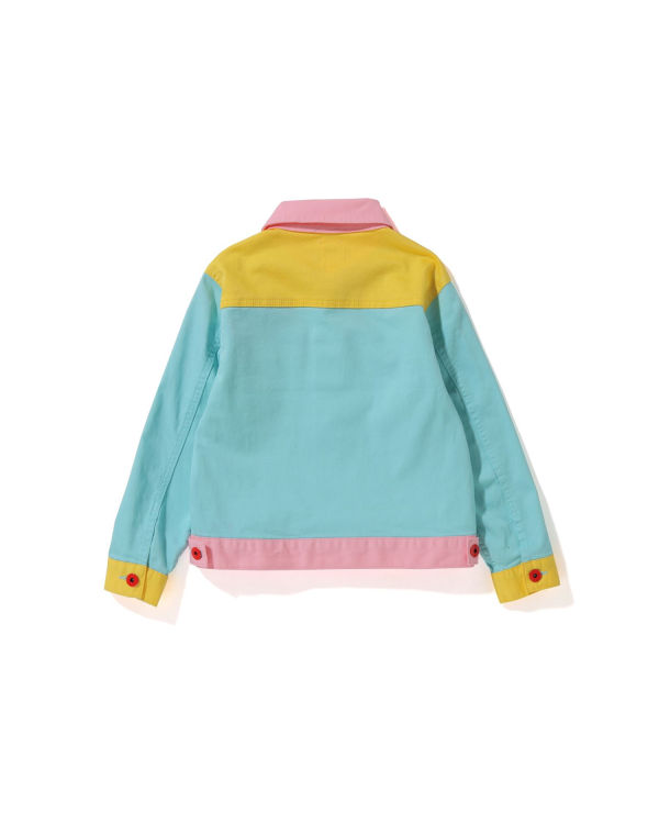 Vestes Bape Milo Button Fly Bleu Jaune Rose Enfant | XIU-14598372