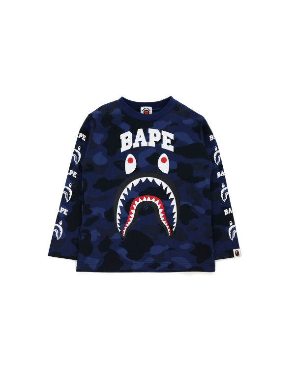 T Shirts Bape Color Camo Shark Print Bleu Marine Bleu Enfant | URY-90414370