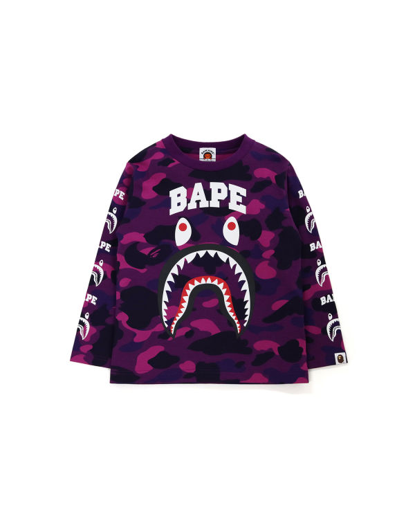 T Shirts Bape Color Camo Shark Print Violette Foncé Enfant | NIH-11995984